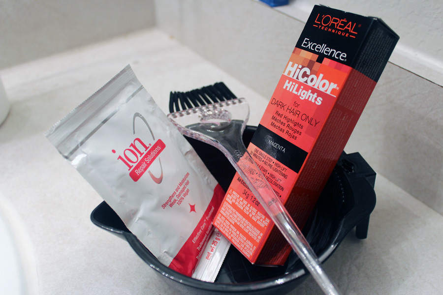 Supplies for Dyeing Hair Red